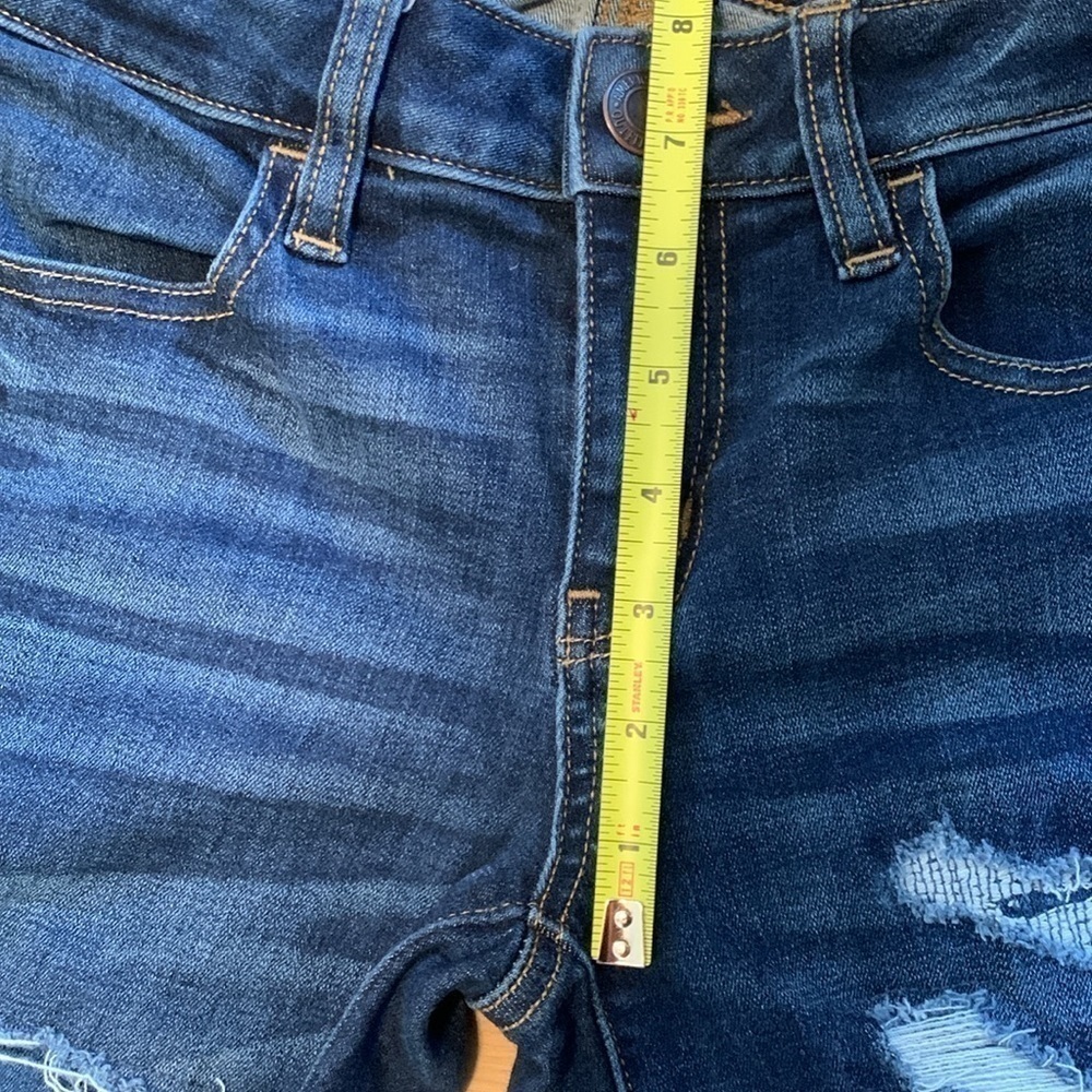 AEO Ne(x)t Level Stretch Dark Wash Distressed Cropped Skinny Jeans Women’s 2R - Picture 12 of 16